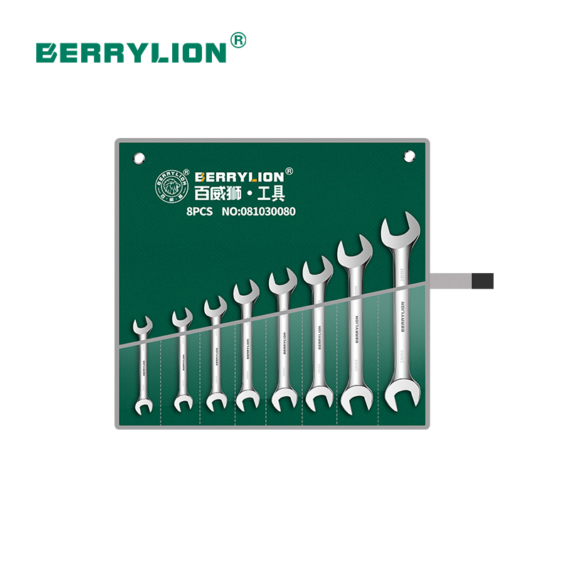 8pcs polished double open wrench set